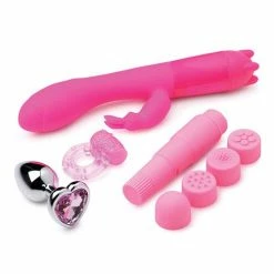 XR Brands Vibrators Frisky Passion Deluxe Kit With Heart Gift Box - Pink