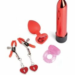 XR Brands Frisky Passion Heart Gift Set - Red Vibrators
