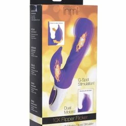 XR Brands Inmi 10x Flipper Flicker Rabbit With Moving Clit Stimulator - Purple Vibrators