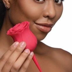 XR Brands Inmi Bloomgasm Rose Buzz Dual Ended Clit Stim & Vibrator - Red