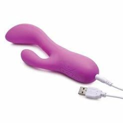 XR Brands Inmi Come Hither Pro Moving Hard Silicone Rabbit Vibrator - Purple Vibrators