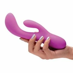 XR Brands Inmi Come Hither Pro Moving Hard Silicone Rabbit Vibrator - Purple Vibrators