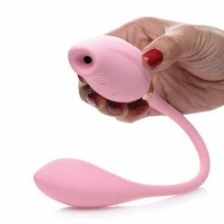 XR Brands Inmi Shegasm 8x Tandem Plus Silicone Suction Clit Stimulator & Egg - Pink Vibrators