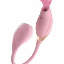 XR Brands Inmi Shegasm 8x Tandem Plus Silicone Suction Clit Stimulator & Egg - Pink Vibrators