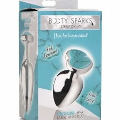 XR Brands Anal Toys Booty Sparks Gemstones Turquoise Heart Anal Plug