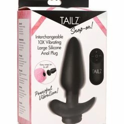 XR Brands Anal Toys Tailz Snap On Interchangeable 10x Vibrating Silicone Anal Plug With Remote