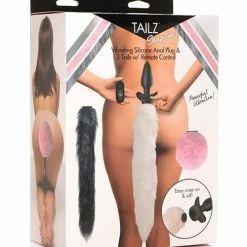 XR Brands Tailz Snap On Vibrating Silicone Anal Plug W-3 Interchangeable Tails & Remote - Asst Colors
