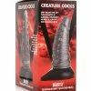 XR Brands Creature Cocks Beastly Tapered Bumpy Silicone Dildo - Silver & Black