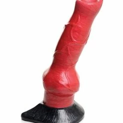 XR Brands Creature Cocks Hell-hound Canine Penis Silicone Dildo - Red & Black Dildos