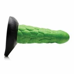 XR Brands Creature Cocks Radioactive Reptile Thick Scaly Silicone Dildo - Green & Black Dildos