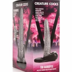 XR Brands Dildos Creature Cocks The Gargoyle Rock Hard Silicone Dildo - Silver & Black