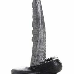 XR Brands Dildos Creature Cocks The Gargoyle Rock Hard Silicone Dildo - Silver & Black