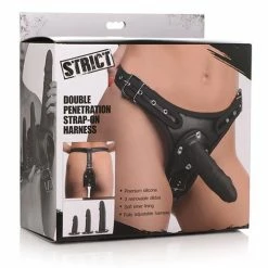 XR Brands Strict Double Penetration Strap On Harness - Black Dildos