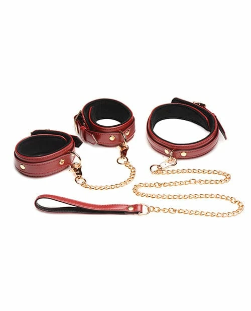 XR Brands Kink & BDSM Master Series 6 Pc Bondage Set - Burgundy