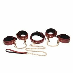 XR Brands Kink & BDSM Master Series 6 Pc Bondage Set - Burgundy