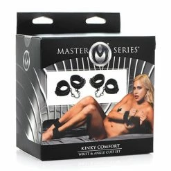 XR Brands Master Series Wrist & Ankle Cuff Set - Black Kink & BDSM