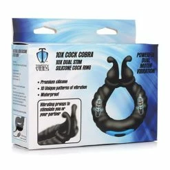 XR Brands Penis Toys Trinity Men 10x Cobra Dual Stimulation Silicone Cock Ring - Black