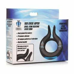 XR Brands Trinity Men 10x Cock Viper Dual Stimulation Silicone Cock Ring - Black Penis Toys