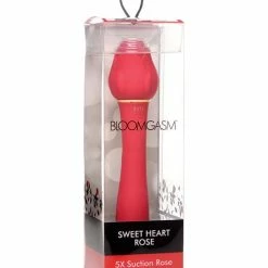 XR Brands Inmi Bloomgasm Sweet Heart Rose 5x Suction Rose & 10x Vibrator - Red Vibrators
