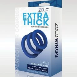 ZOLO Extra Thick Silicone Cock Rings - Blue Pack Of 3